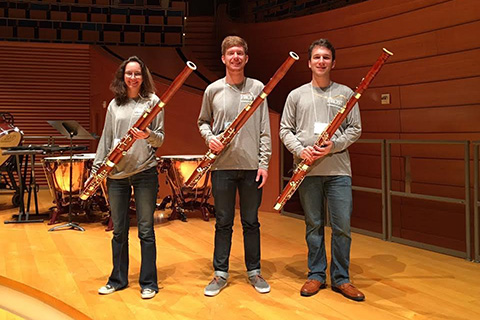 Frost Bassoon musicians pose with their instruments